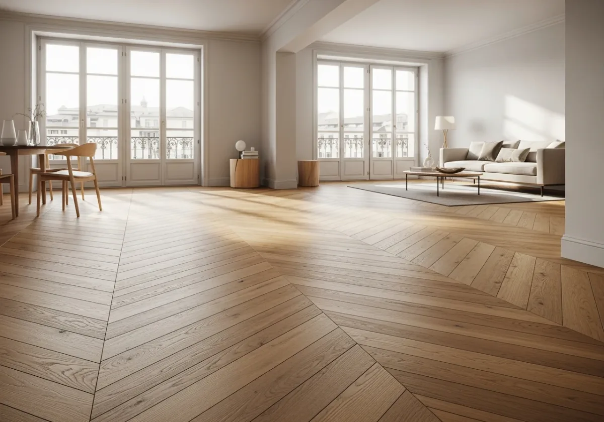 Parquet en chêne point de Hongrie posé et vitrifié par BoisCraft Genève